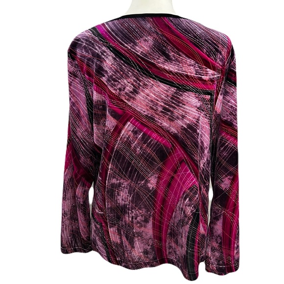 Notations Womens Sparkly Velvet Top Size XL Bow Whimsygoth Abstract Artsy Purple - Picture 2 of 6